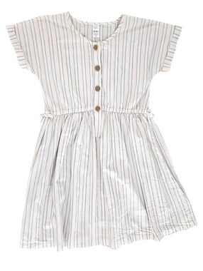 Carter's Girls' Striped Cotton Button-Front Dress - Pastel Stripes Size 12